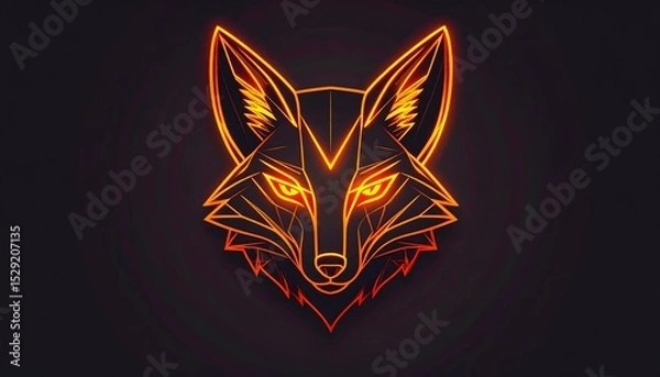 Obraz Geometric fox logo with fiery glow high resolution photo