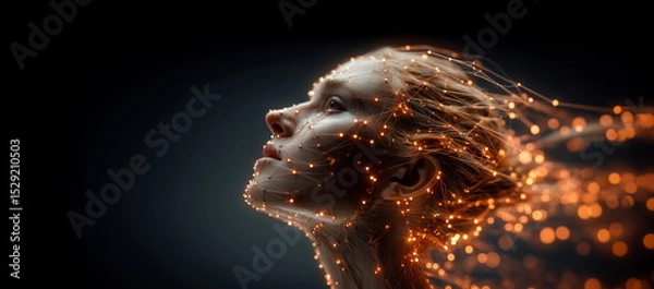 Fototapeta Universe of human senses and emotions and super natural powers. Telepathy,fspiritual force and mind powers through brain and neural sensory systems.