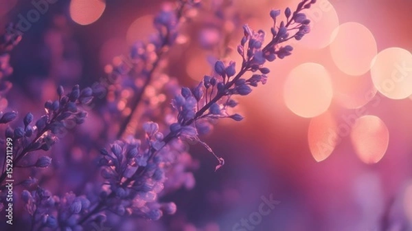 Obraz Soft bokeh purple lilac gradient background with blurred light circles and pastel violet tones, ideal for elegant digital wallpaper, romantic design templates, and minimalist abstract backdrops