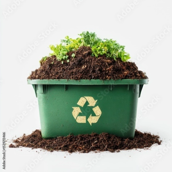 Obraz ecofriendly garden compost bin symbolizing sustainable gardening practices isolated clean background