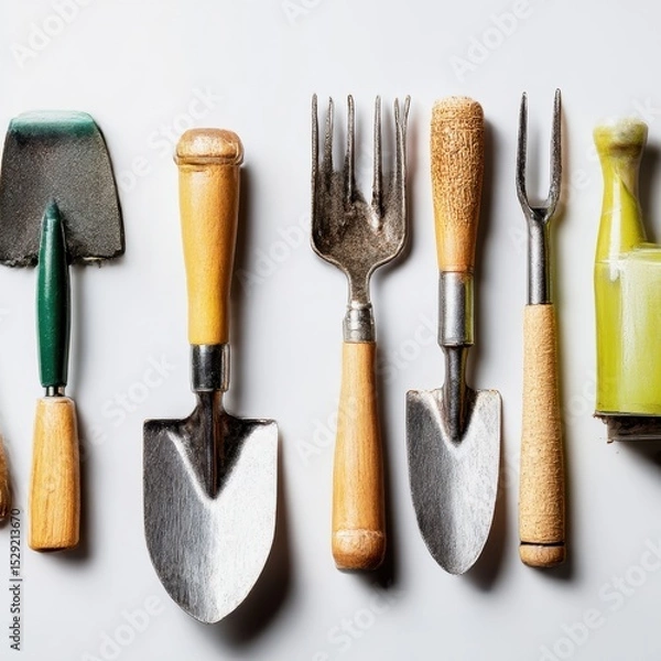 Obraz ecofriendly garden tools made from recycled materials symbolizing sustainable gardening isolated