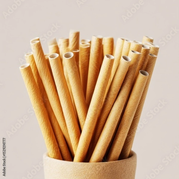 Obraz ecofriendly paper straws symbolizing plasticfree alternatives isolated clean background