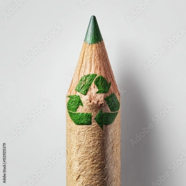 Obraz ecofriendly pencil made from recycled paper symbolizing sustainable stationery isolated clean background