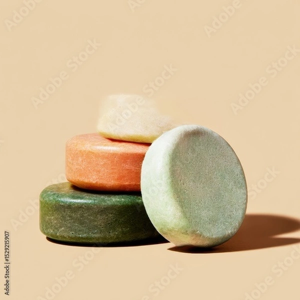 Obraz ecofriendly shampoo bars symbolizing sustainable hair care isolated clean background