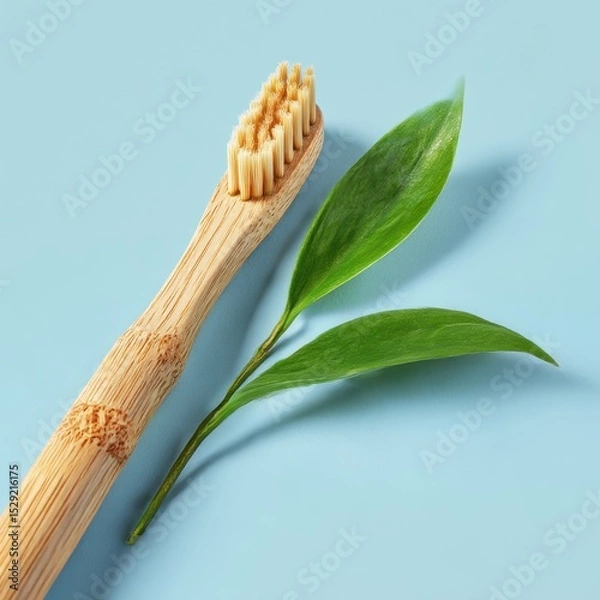 Obraz ecofriendly toothbrush with bamboo handle symbolizing sustainable oral care isolated clean background