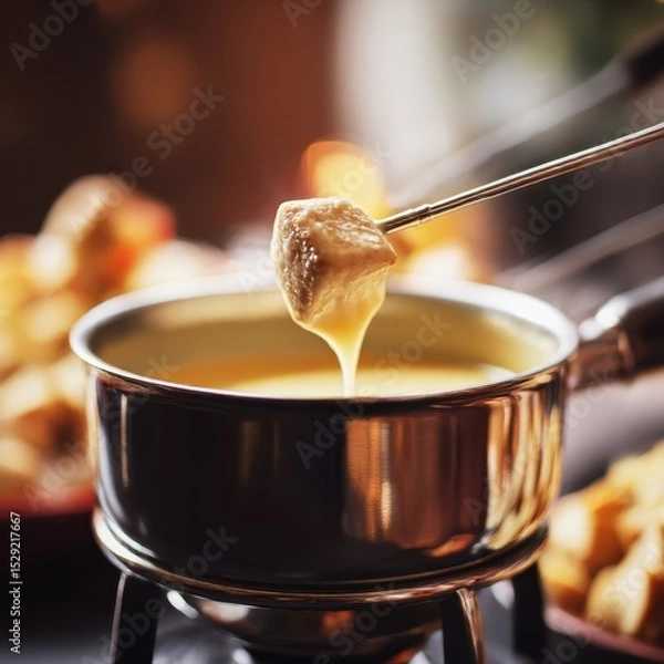 Obraz closeup shot ready to serve fondue with shallow  soft natural light