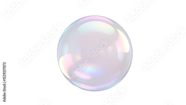 Fototapeta Realistic transparent soap bubble with subtle rainbow light reflection.
