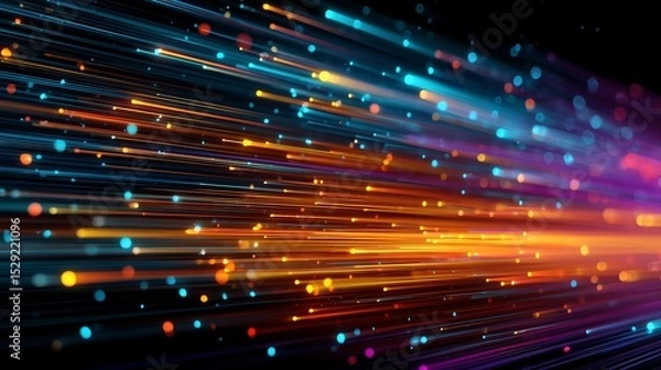 Obraz Futuristic Optical Fast Connection with Vibrant Colors and Minimalist Design for Cyber Technology Communication