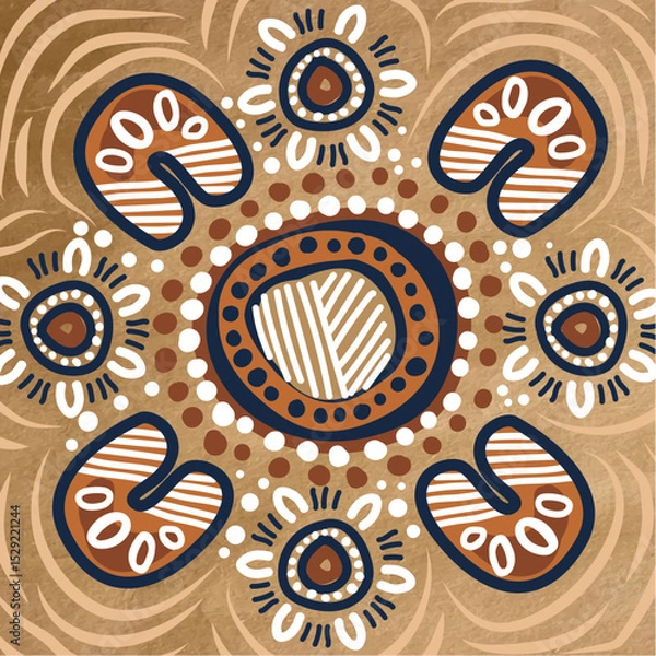 Obraz Aboriginal Gathering Motif with Earthy Tones