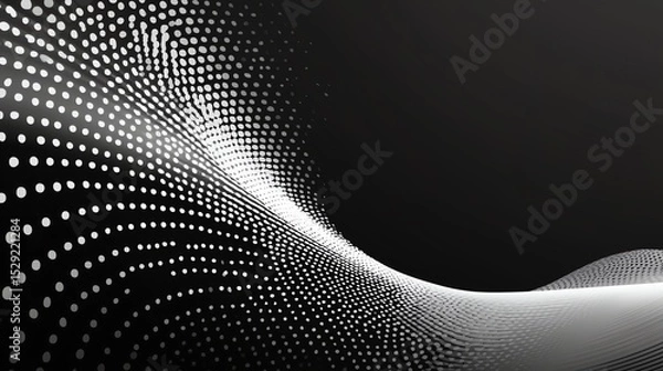 Obraz Subtle Monochrome Dot Wave Pattern with Halftone Gradient and Negative Space, Tech Minimalism