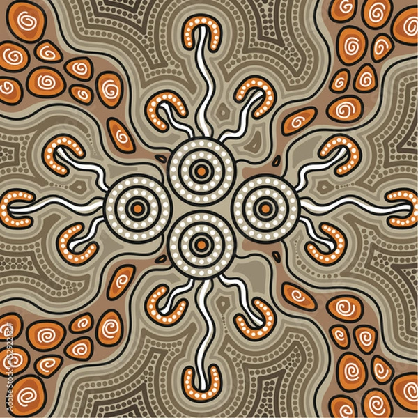 Obraz Sacred Gathering and Pathways – Aboriginal Dot Art