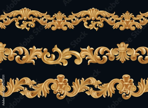 Obraz Realistic Elegant Golden Baroque Ornament Collection