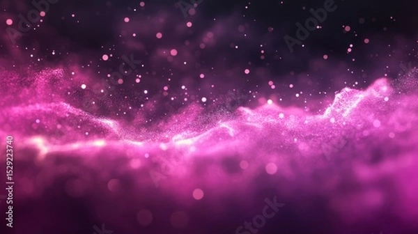 Obraz Dark pink and purple glowing dust particle background with soft light effect and floating glittering abstract elements for magical fantasy-themed designs and elegant digital wallpapers