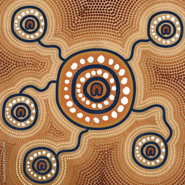 Obraz Connected Communities in Aboriginal Dot Art