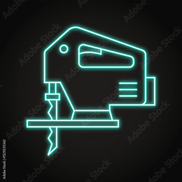 Obraz Jigsaw tool neon line icon