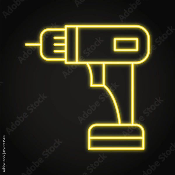 Obraz Drill tool neon line icon