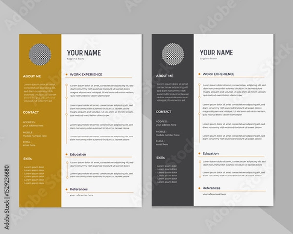 Obraz Professional Resume and CV Template with Clean and Modern Layout
