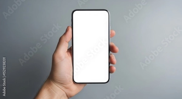 Fototapeta Smartphone Mockup Blank Screen in Hand for App Presentation or Website Design