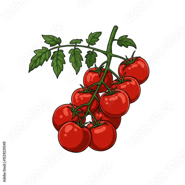 Obraz Fresh Cherry Tomatoes on the Vine a Vibrant Scalable Graphic for Food Branding and Design Projects