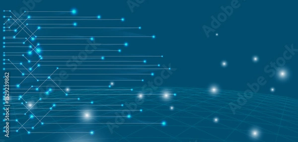 Fototapeta Background line and dot represents the technological world of the future. Worldwide network technology in the future.
