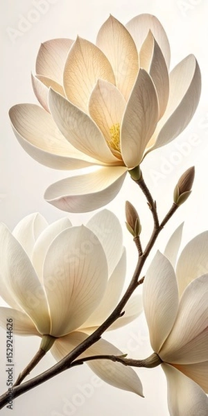 Fototapeta Magnolia flower on white background.