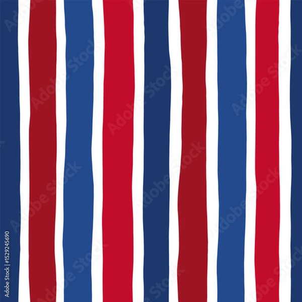 Fototapeta Red and blue seamless vector pattern. Hand drawn lines background