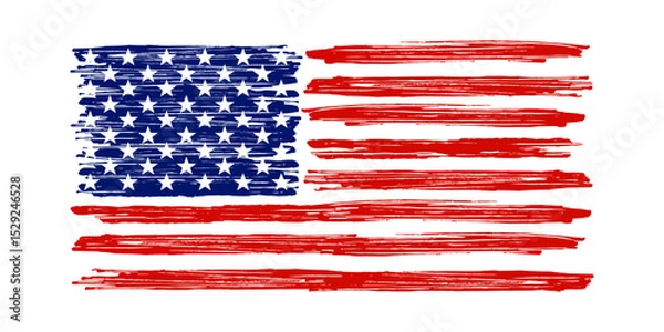 Fototapeta American flag grunge paint texture. USA Flag. Vector Illustration of United States Of America flag with scratch texture.