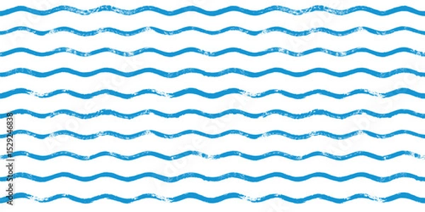 Fototapeta Seamless Wave Pattern, Brush stripes water sea vector background. Wavy beach print, watercolor curly paint lines