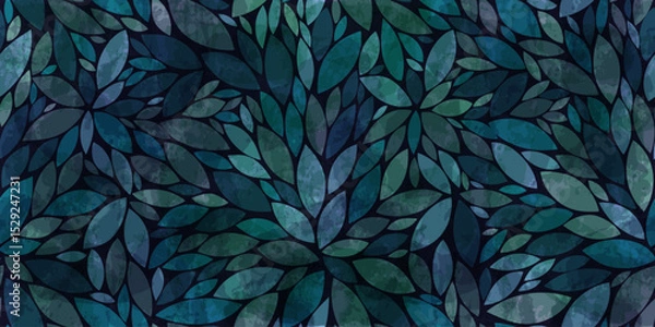 Fototapeta Leaves vector pattern. blue leaves watercolor seamless pattern. Leafs pattern background. pastel leaf with watercolour texture