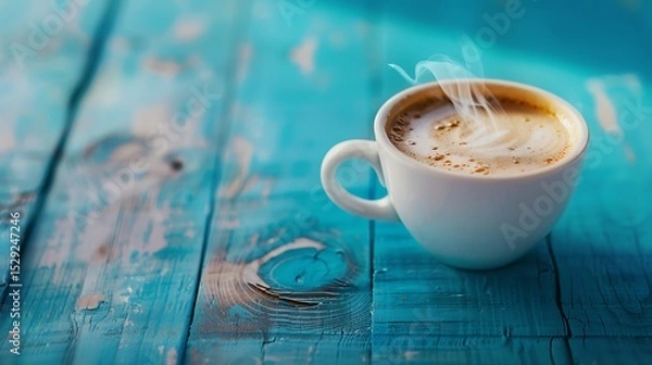 Obraz cup of cappuccino on wooden table