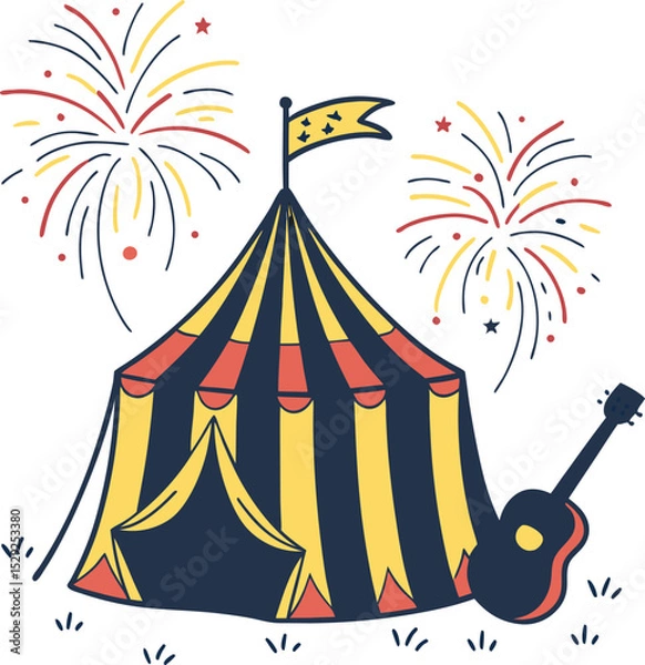 Obraz Striped circus tent vector illustration: a fun carnival entertainment icon