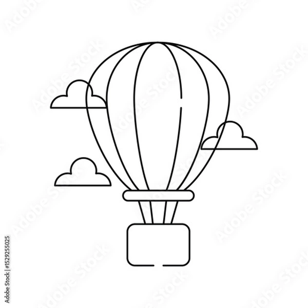 Obraz Hot Air Balloon line icon with white background vector stock illustration