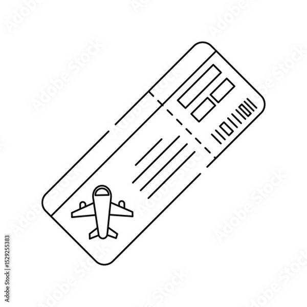 Obraz Boarding Pass line icon with white background vector stock illustration
