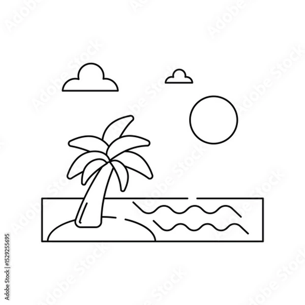 Obraz Beach line icon with white background vector stock illustration
