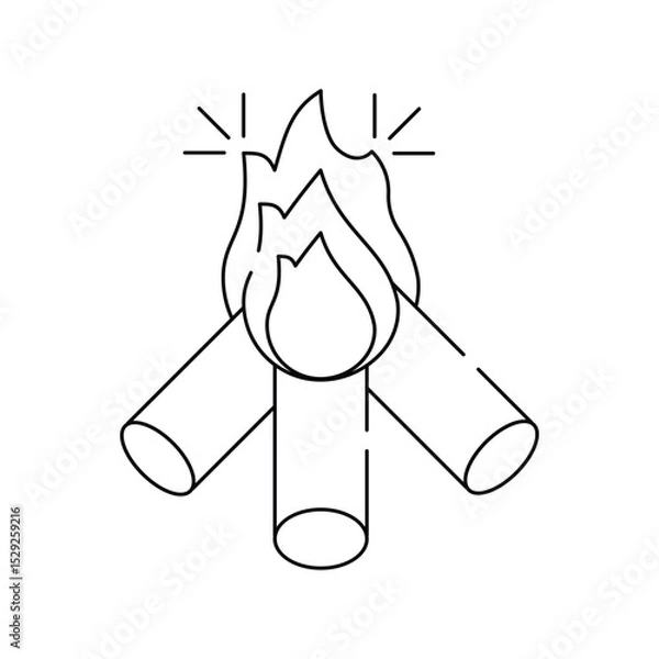 Obraz bonfire line icon with white background vector stock illustration