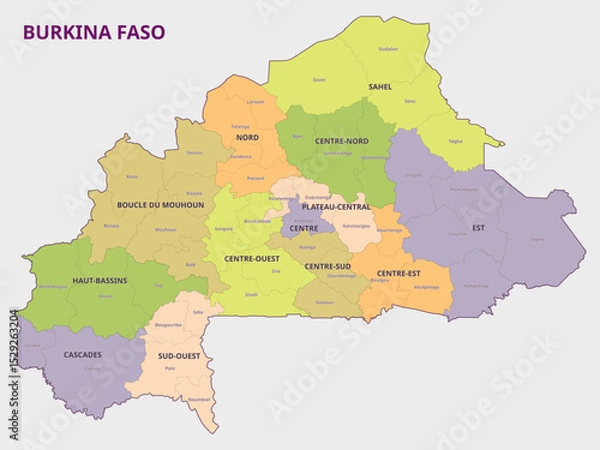 Obraz Map of Burkina Faso Political Divisions