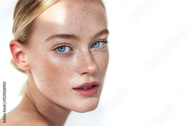 Fototapeta This captivating portrait showcases the stunning face of a beautiful woman