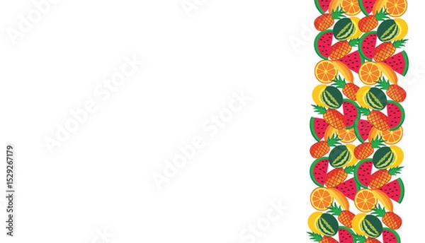 Fototapeta Seamless pattern of watermelon, pineapple, and tropical fruits – flat vector