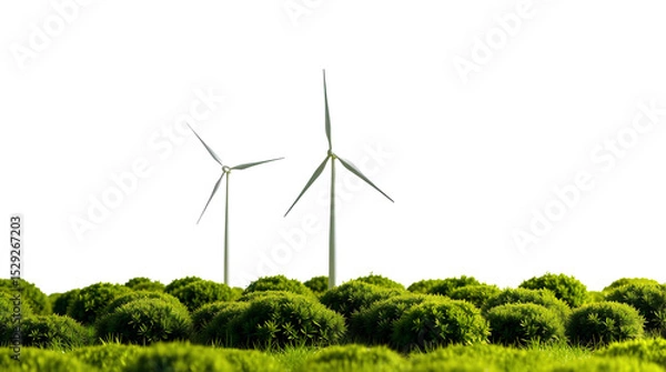Fototapeta Photo of wind farm model isolated on transparent background.png