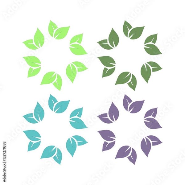 Obraz NATURAL PRODUCT LEAVES IN CIRCLE SIGN SYMBOL LOGO

