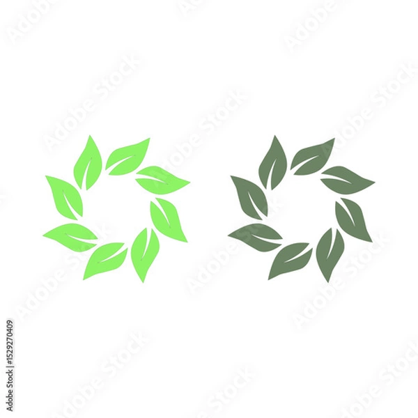 Obraz NATURAL PRODUCT LEAVES IN CIRCLE SIGN SYMBOL LOGO
