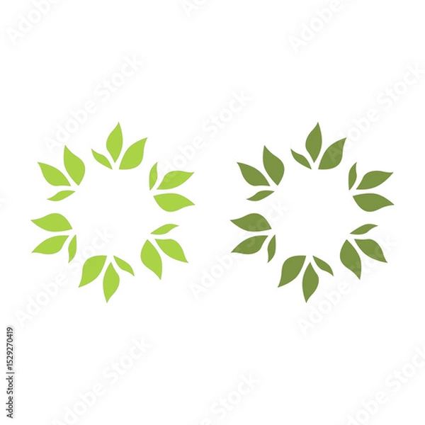Obraz NATURAL PRODUCT LEAVES IN CIRCLE SIGN SYMBOL LOGO
