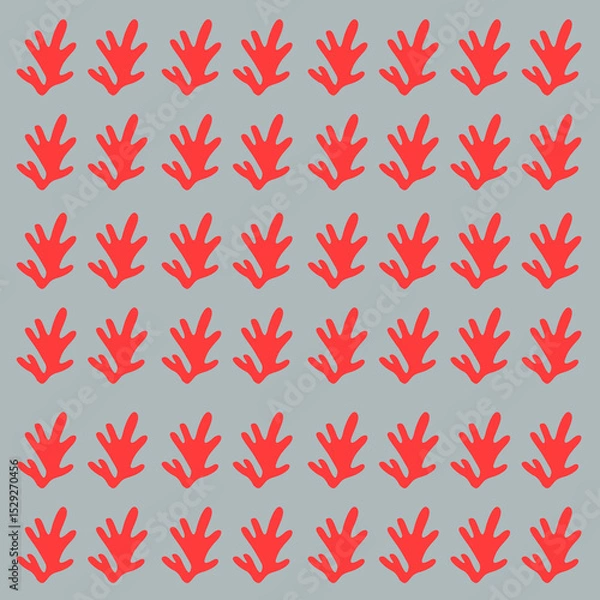Obraz RED CORALS ON GREY SUMMER VINTAGE PATTERN TEXTURE BACKGROUND WALLART