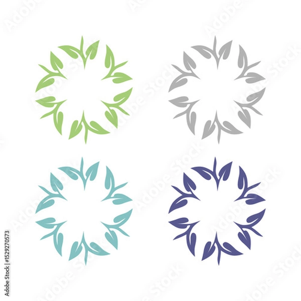 Obraz NATURAL PRODUCT LEAVES IN CIRCLE SIGN SYMBOL LOGO
