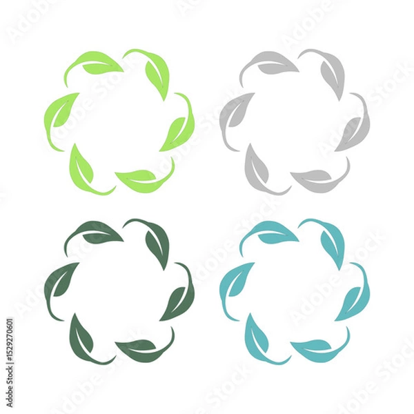 Obraz NATURAL PRODUCT LEAVES IN CIRCLE SIGN SYMBOL LOGO
