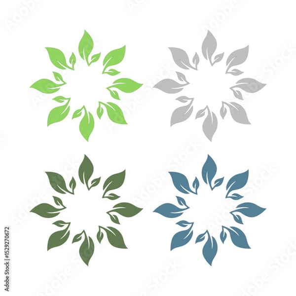 Obraz NATURAL PRODUCT LEAVES IN CIRCLE SIGN SYMBOL LOGO
