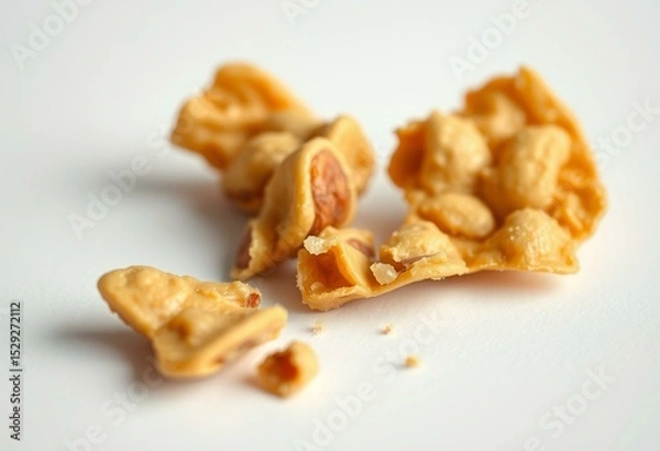 Obraz Close-up shot of broken brittle peanut candy