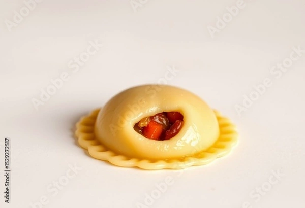 Obraz Single, perfectly formed raviolo with hint of filling showing
