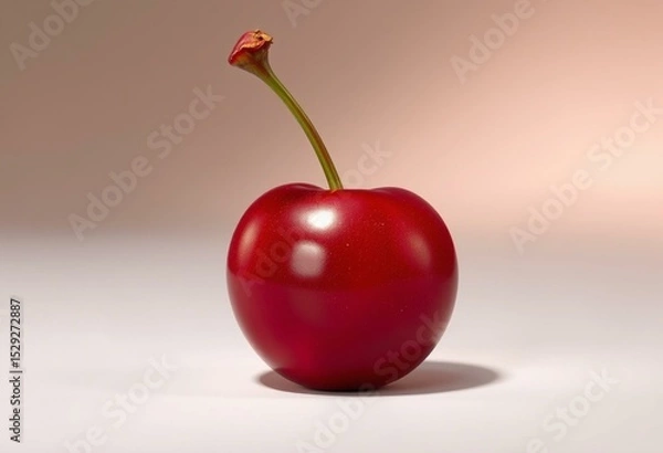 Obraz Single, plump, glistening cherry with stem