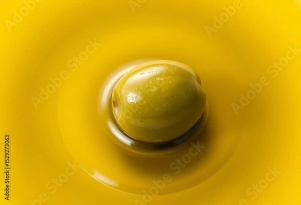 Obraz Single green olive in a small pool of olive oil